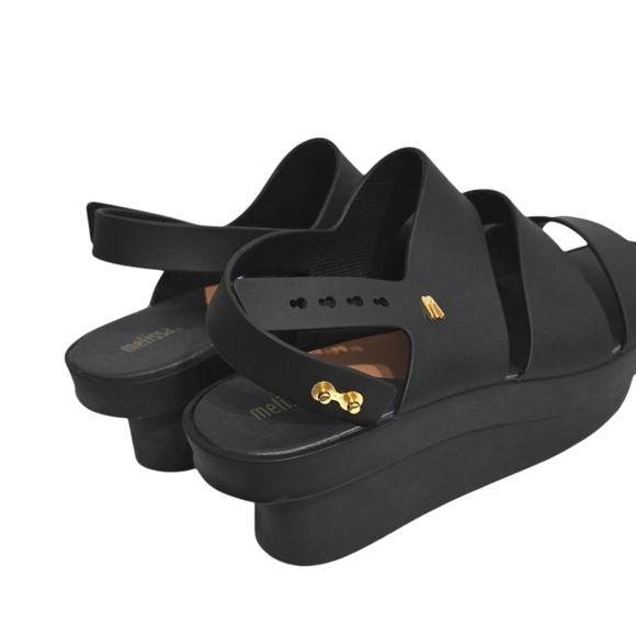 Melissa Black Platform Slingback Sandals Womens US 10 - Picture 2 of 11